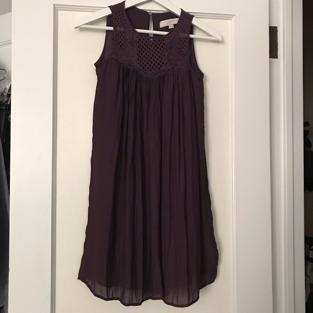 Loft Petite Crochet Yoke Dress
